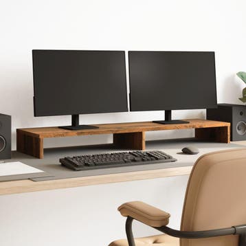 vidaXL Monitorstandaard 100x27x10 cm bewerkt hout oud, Verzenden