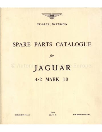 1965 JAGUAR MARK 10 ONDERDELENHANDBOEK ENGELS, Autos : Divers