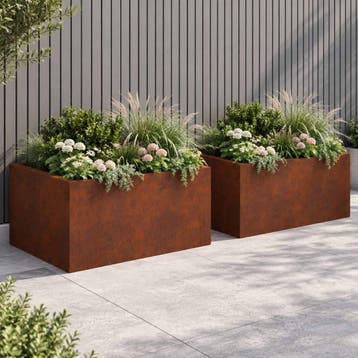 vidaXL Keermuur 4 st 100 x 100 x 40 cm weervast staal, Tuin en Terras, Verzenden, Nieuw