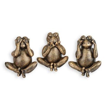 Statue, 3 Frogs - Hear, See & Speak No Evil - 8 cm - Fer -