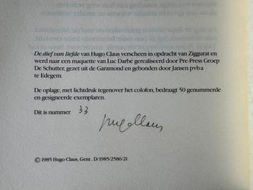 Hugo Claus - De dief van liefde (oplage 50) - 1985