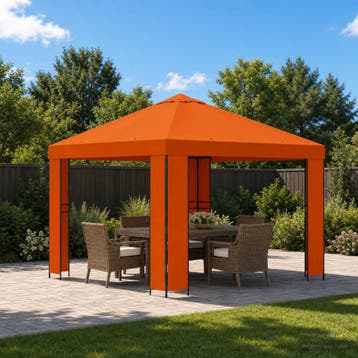 vidaXL Prieel 3 x 3 m Oranje Polyester en Staal 190 gsm, Verzenden, Nieuw