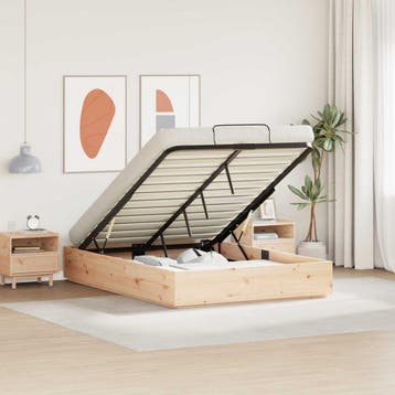vidaXL Ottoman bedframe met opbergruimte Naturel 140 x 190, Verzenden, Nieuw