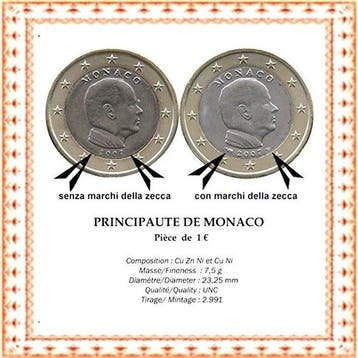 Monaco. 1 Euro 2007 Sans différents