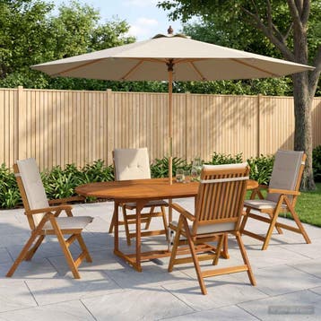 vidaXL 5-delige tuin eetset Naturel Massief Acacia Hout, Verzenden, Nieuw