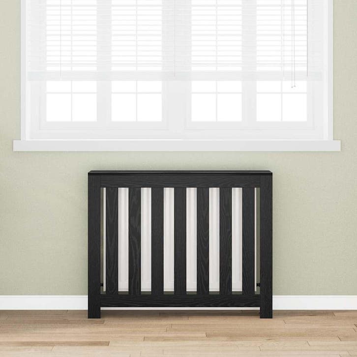 vidaXL Radiator Cover Zwart Eiken 104 x 20 x 82 cm Bewerkt, Bricolage & Construction, Chauffage & Radiateurs, Envoi