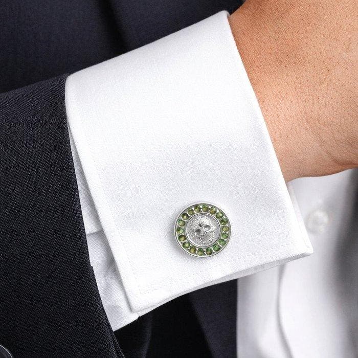 Zonder minimumprijs - Manchetknopen Verguld Toermalijn -, Handtassen en Accessoires, Antieke sieraden