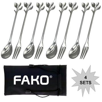 Fako Bijoux - Gebak Bestek - Dessert Bestek - Blaadjes -, Huis en Inrichting, Keuken | Bestek, Verzenden, Nieuw
