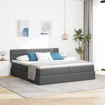 vidaXL Opbergbed met matras Donkergrijs 200 x 200 cm, Verzenden