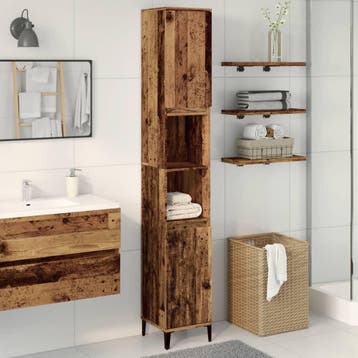 vidaXL Badkamerkast 30x30x190 cm bewerkt hout oud, Huis en Inrichting, Verzenden, Nieuw