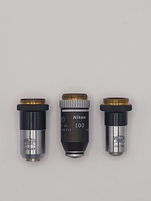 Microscoopobjectieven - 100 1.25 oil; 073265; 039796;, Verzamelen, Foto-apparatuur en Filmapparatuur