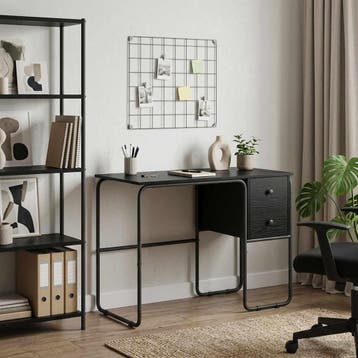 vidaXL Bureau met opslag Zwart eiken 100 x 50 x 75 cm, Huis en Inrichting, Bureaus, Verzenden, Nieuw