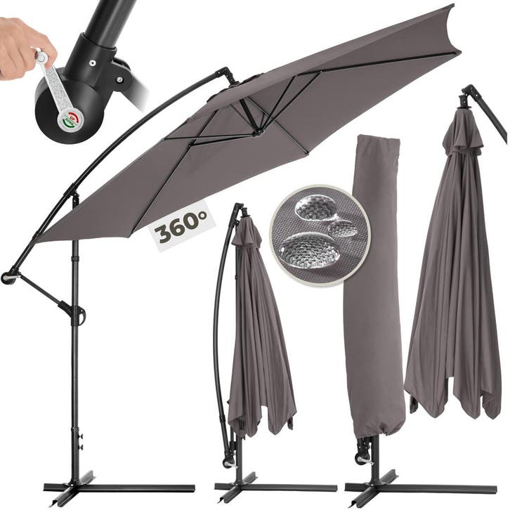 Parasol zweefparasol Ciccio Ø 350cm met beschermhoes - grijs, Jardin & Terrasse, Protection solaire, Envoi