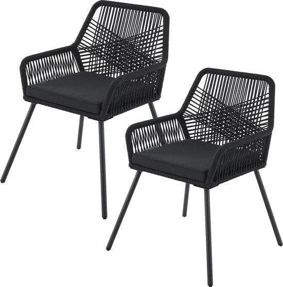 2dekans | Juskys – Kastos Tuinstoelen – Set Van 2 – 61 x 57, Tuin en Terras, Tuinsets en Loungesets, Ophalen of Verzenden