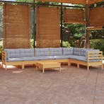 vidaXL 8-delige Loungeset met grijze kussens grenenhout, Verzenden, Nieuw, Loungeset
