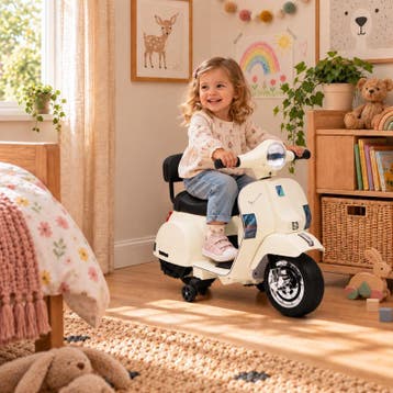 Vespa kinderscooter - crème-wit - 18 watt | oplaadbaar, Fietsen en Brommers, Verzenden, Nieuw
