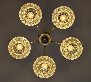 Fischer & Honsel - Kroonluchter - Metaal, Onyx, Glas -, Antiek en Kunst