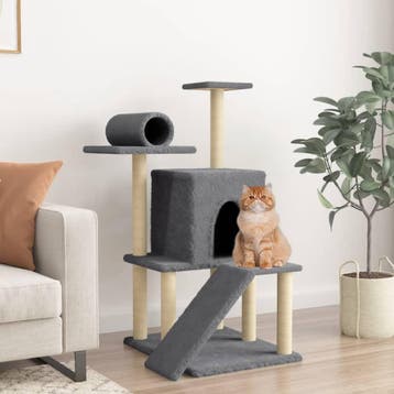 vidaXL Kattenmeubel met sisal krabpalen 110,5 cm donkergrijs, Verzenden, Nieuw