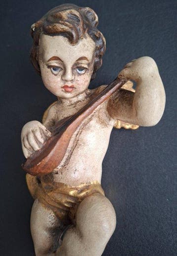 Beeldje - Engel Putte ca. 19cm - Hout