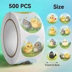Sluitstickers vrolijke kuikentjes etiket 2,5 cm rol 500, Nieuw