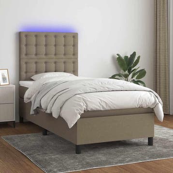 vidaXL Boxspring met matras en LED stof taupe 80x200 cm, Verzenden, Nieuw