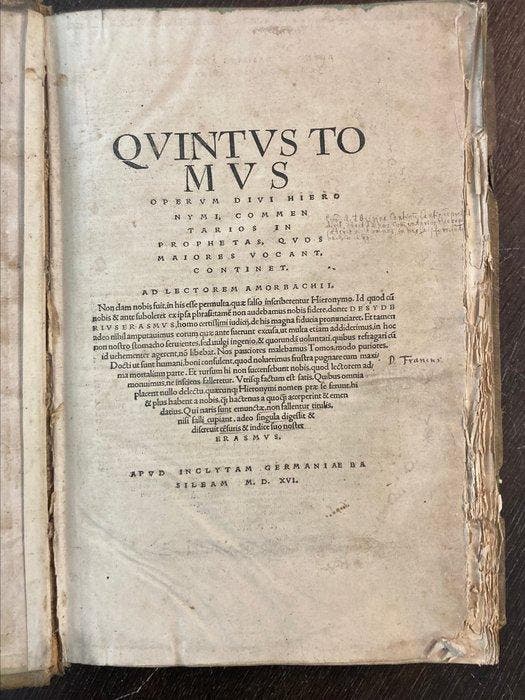 Hieronymus, Sophronius Eusebius / Amerbach, Bruno - Quintus, Antiek en Kunst, Antiek | Boeken en Manuscripten