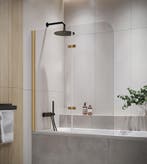 Badwand Austin 120 x 140 cm Goud Badscherm Draaibaar 5 mm, Verzenden
