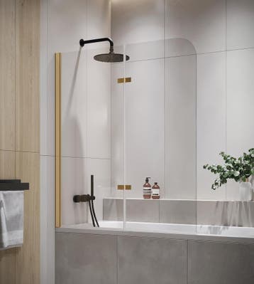 Badwand Austin 120 x 140 cm Goud Badscherm Draaibaar 5 mm, Doe-het-zelf en Bouw, Verzenden, Nieuw