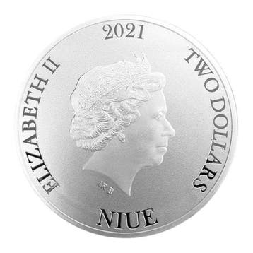 Niue. 2 Dollars 2021 1 oz Niue $2 NZD Bitcoin Silver Coin BU