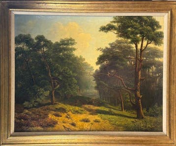 Gerrit Westendorp (1821-1877) - Paesaggio boschivo con cervi