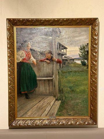 August Hagborg (1852-1921) - A Stolen Glance in Dalarna