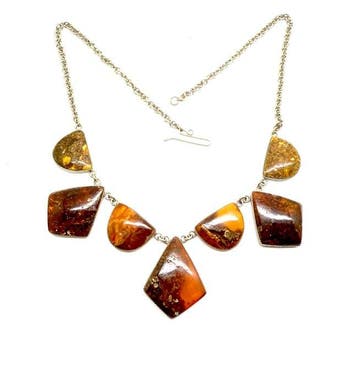 Collier ras-de-cou en ambre baltique naturel, artisanat art