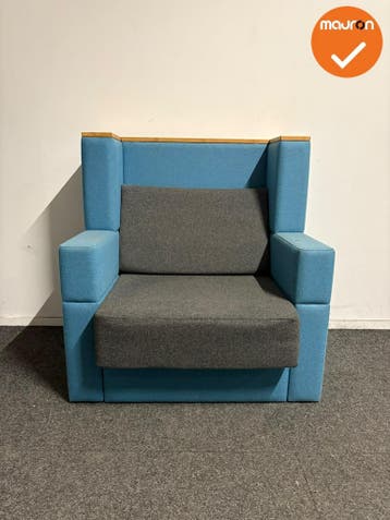 Akoestische design fauteuil - Blauw / Antracietgrijs - Laag, Vergader- of Presentatieruimte, Ophalen of Verzenden, Gebruikt, Stoel