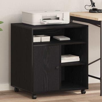 vidaXL Printerstand Zwart eiken 60 x 50 x 67 cm Bewerkt hout, Verzenden