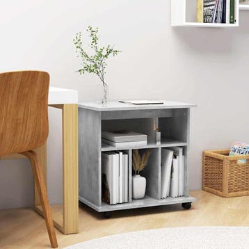 vidaXL Rolkast 60x45x60 cm bewerkt hout betongrijs, Huis en Inrichting, Verzenden, Nieuw