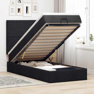vidaXL Bed met matras 90x200 cm stof zwart, Verzenden, Nieuw