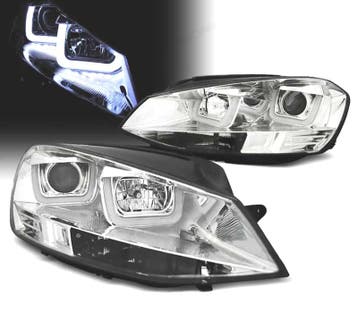Phares Pour Volkswagen Vw Golf 7 12-17 Daylight Fond Chromé, Verzenden