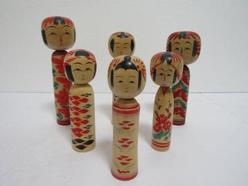 Showa 1950 traditionele vintage kokeshi. - Hout - With, Antiek en Kunst