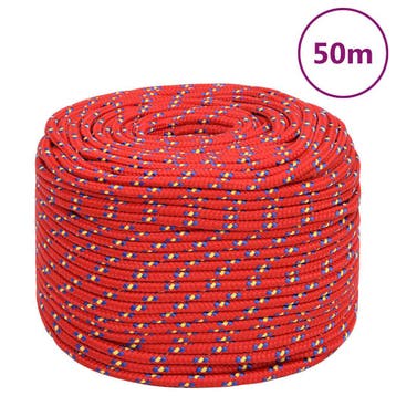 vidaXL Boottouw 8 mm 50 m polypropyleen rood, Verzenden, Nieuw