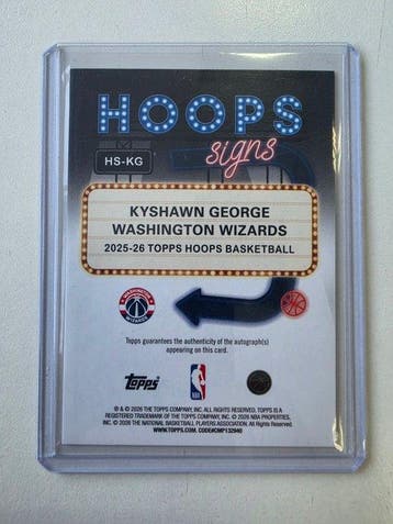 2025/26 Topps Topps Hoops Kyshawn George Gesigneerde kaart,