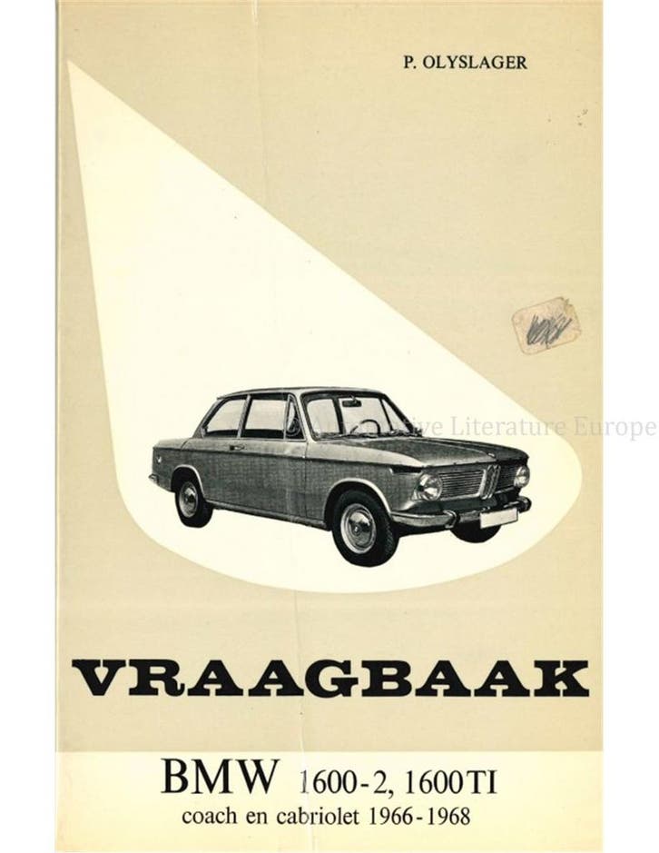 1966 - 1968 BMW 1600-2 / 1600 TI VRAAGBAAK NEDERLANDS, Auto diversen, Handleidingen en Instructieboekjes, Ophalen of Verzenden