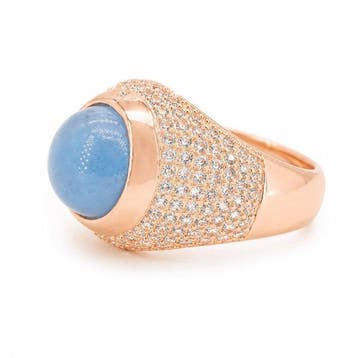Zonder minimumprijs - Ring Verguld Aquamarijn - Diamant -, Nieuw