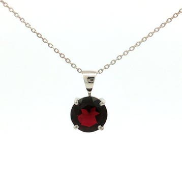 Zonder minimumprijs - Hanger Zilver - 3.00ct. tw. Granaat -