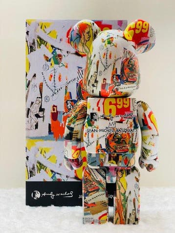 Medicom toy - BE@RBRICK 400% Andy Warhol x Jean-Michel, Antiek en Kunst