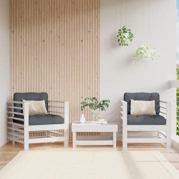 vidaXL Tuinstoelen met kussens 2 st massief grenenhout wit, Verzenden