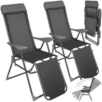 2 opvouwbare aluminium tuinstoelen met rug- en voetsteun, Verzenden, Nieuw