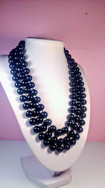Collier long en ambre baltique noire - Ambre - Unique design