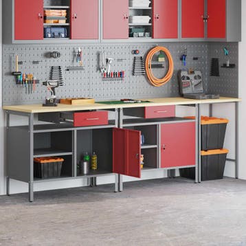 vidaXL Werkbankset 3 st Zwart en Grijs Gepoedercoat staal, Doe-het-zelf en Bouw, Werkbanken, Verzenden, Nieuw