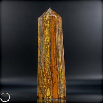 Natuurlijke tijgeroog-obelisk met goudbruin zijde-structuur-