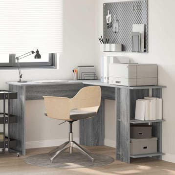 vidaXL Hoekbureau Grijs Sonoma Bewerkt hout 140 x 113,5 x 75, Huis en Inrichting, Bureaus, Verzenden, Nieuw